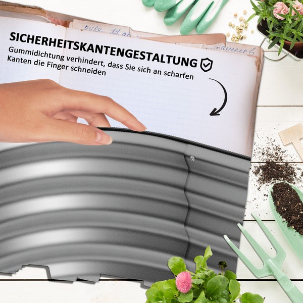 Outsunny Hochbeet Metall, Pflanzkasten, Gemüsebeet, DIY Blumenkasten mit offenem Boden, Kräuterbeet für Garten, Balkon, Silber 105 x 62 x 30 cm