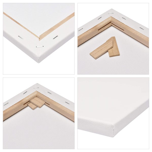 Nahaufnahme einer Leinwand mit Holzkeilen