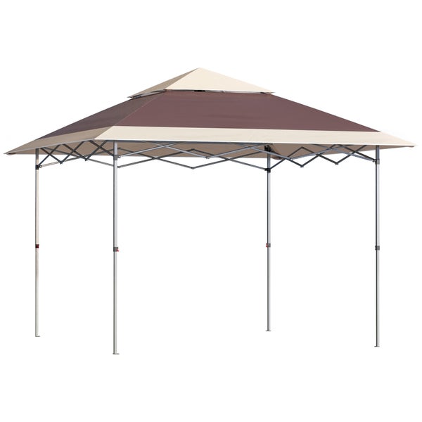 Outsunny Faltpavillon, 3,6 x 3,6 m, Oxford-Gewebe, Dunkelbraun + khaki