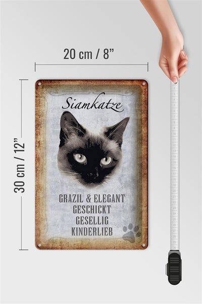 Blechschild Spruch 20x30cm Siamkatze Katze grazil Schild