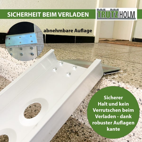 Tragbare Rampe mit abnehmbarer Auflage für sicheres Verladen