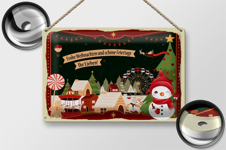 Blechschild Spruch Frohe Weihnachten ihr Lieben 30x20cm