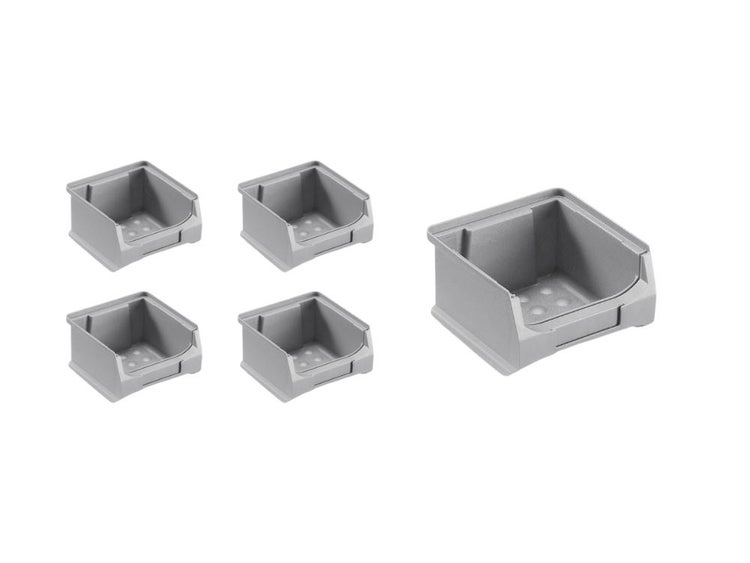 PROREGAL SparSet 5x Graue Sichtlagerbox 1.0 HxBxT 6 x 10 x 10 cm 0,4 Liter Sichtlagerbehälter