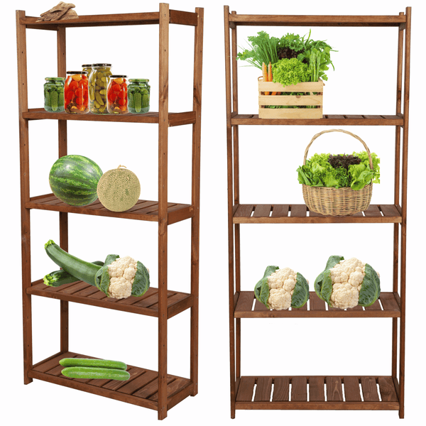 PROREGAL Holzregal SPREEWALD HxBxT 163x70x33cm 5 Ebenen Massives Kiefernholz Braun geölt