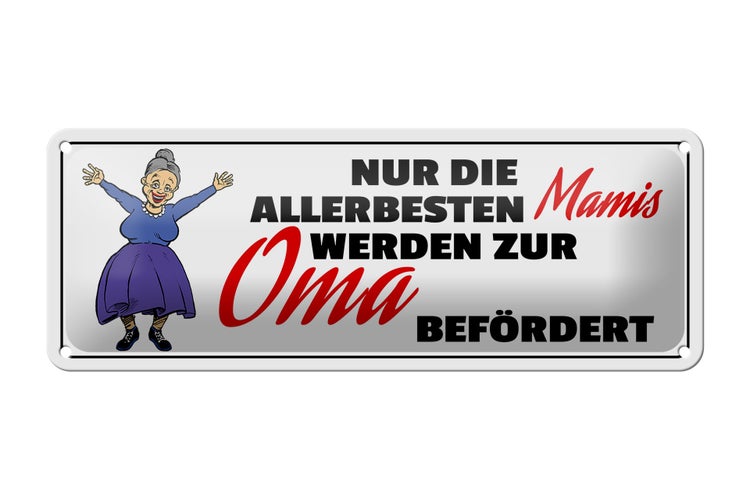 Blechschild Spruch 27x10cm zur Oma befördert Dekoration