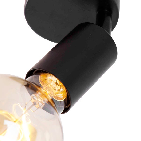 Schwarze Deckenleuchte mit Glühbirne