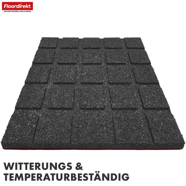 FloorDirekt Logo. Dachschindelmatte aus Gummi für den Außenbereich.