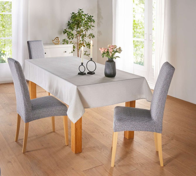 FRANK FLECHTWAREN | Tafeldecke Light Grey, POLYESTER, BAUMWOLLE, 135 x 240 cm
