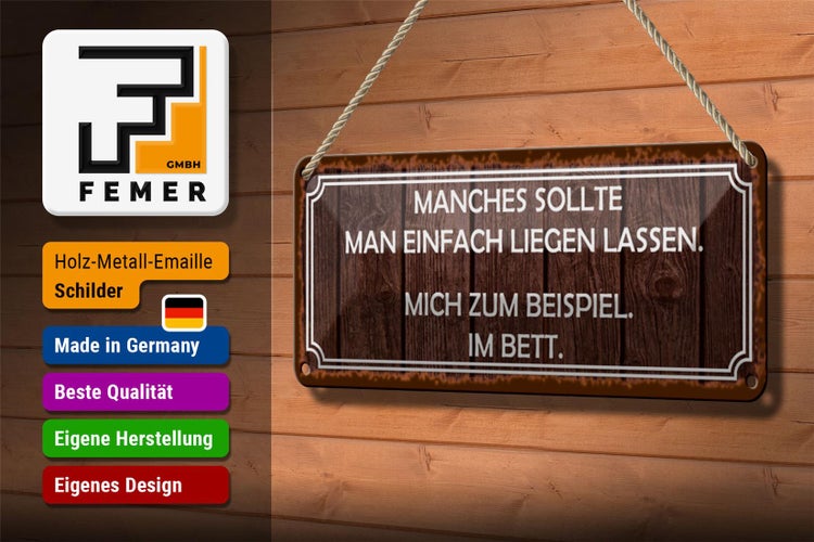 Blechschild Spruch 27x10cm manches sollte man liegen lassen Dekoration