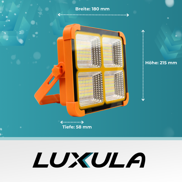 Luxula LED Strahler mit den Maßen 180 mm Breite, 215 mm Höhe und 58 mm Tiefe