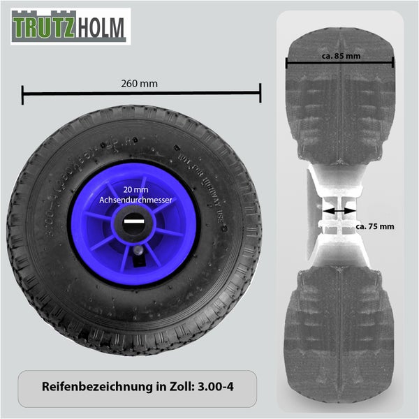 Trutzholm Sackkarrenrad 260 Millimeter mit Kunststofffelge und 20 Millimeter Achsdurchmesser