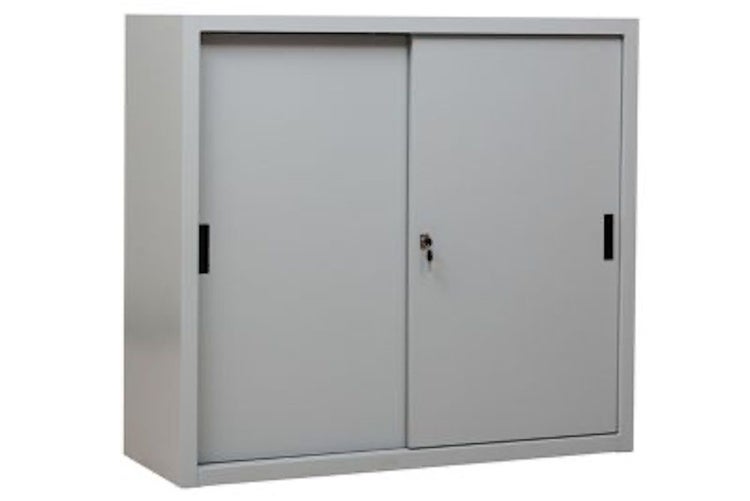 PROREGAL Schiebetürenschrank Ant 3 Ordernhöhen HxBxT 109 x 120 x 45 cm Grau