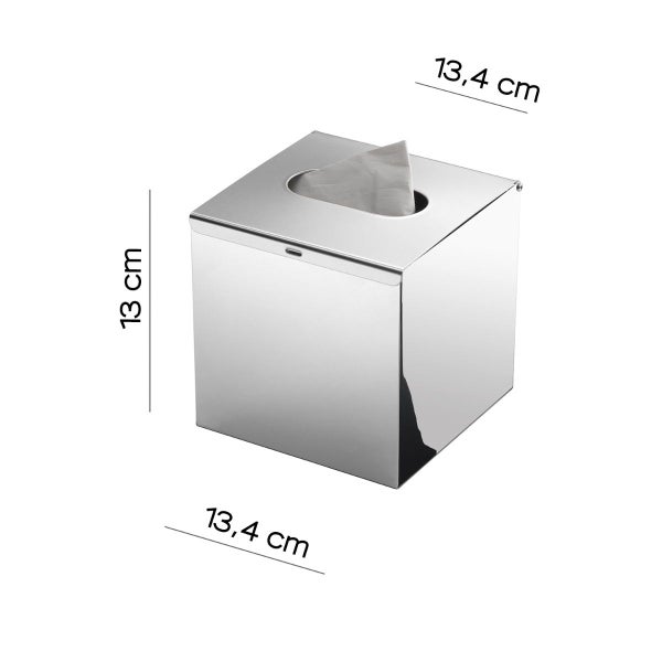 Quadratischer polierter Taschentuchhalter Edelstahl AISI 304 - 13,4X13,4X13 CM