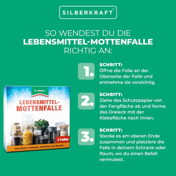 Effektive Lebensmittel-Mottenfalle – Giftfreie Pheromonfalle zur Bekämpfung von Lebensmittelmotten – Für Küche, Vorratsschränke & Speisekammern – Einfache Anwendung & langanhaltende Wirkung