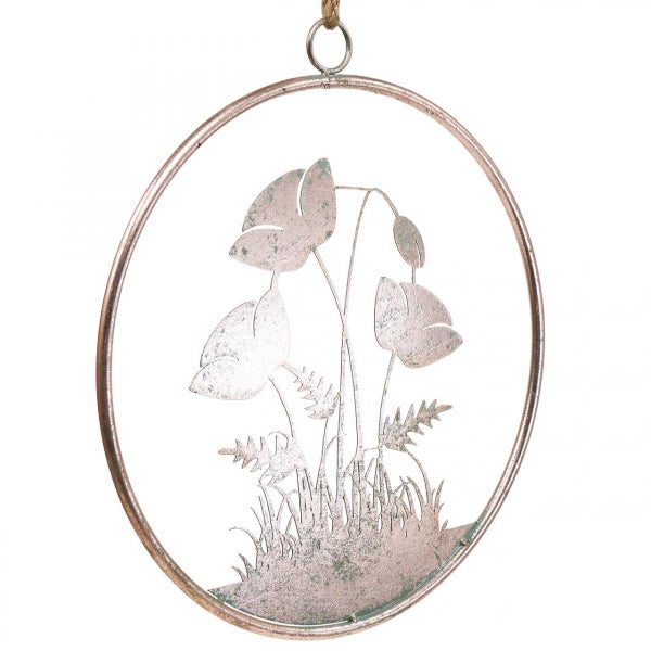 Dekorativer Metallring mit Mohnblumenmotiv zum Aufhängen