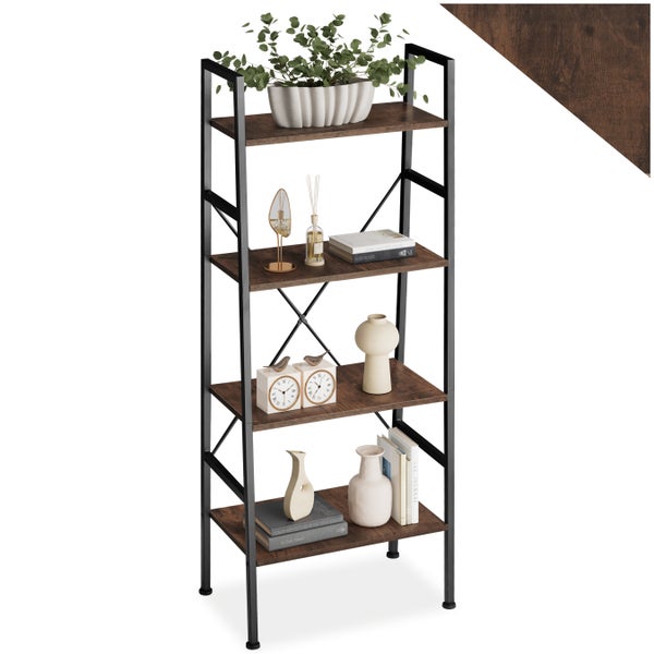Leiterregal tectake Newcastle inklusive Kippschutz, 57,5 x 35,5 x 139 cm Industrial Style Industrial Holz dunkel, rustikal