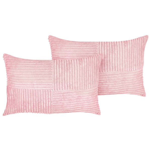 Dekokissen 2er Set MILLET Cord 30 x 50 cm Rosa Geometrisches Muster