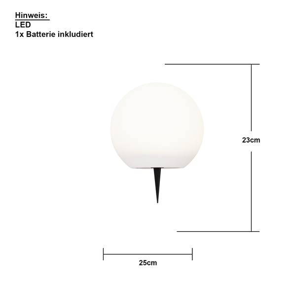Gartenleuchte mit LED und Batterie, circa 23 cm hoch und 25 cm breit