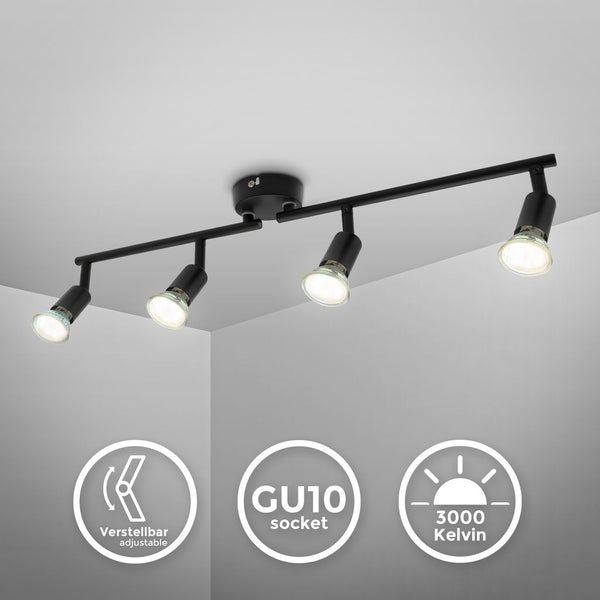 Deckenstrahler - 11,6W, 1040lm, LED, schwenkbar, GU10, warmweiß, schwarz