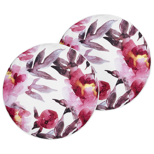 Gartenkissen 2er Set LANROSSO Blumenmuster 40 x 40 cm Rosa