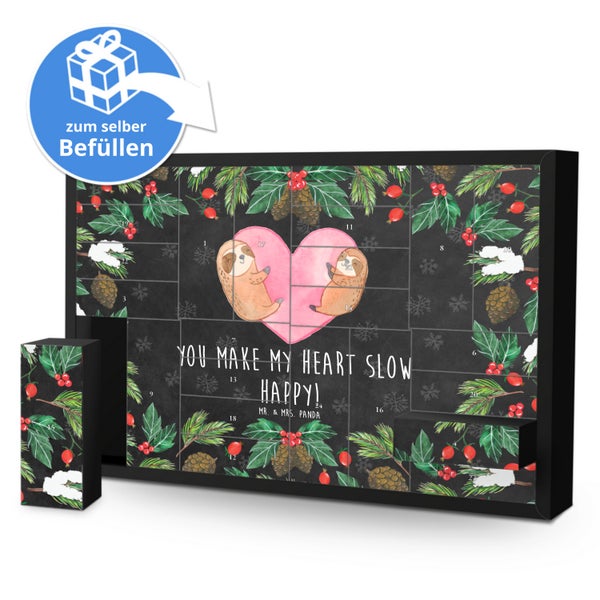 Mr. & Mrs. Panda Befüllbarer Adventskalender Faultiere Herz - Schwarz