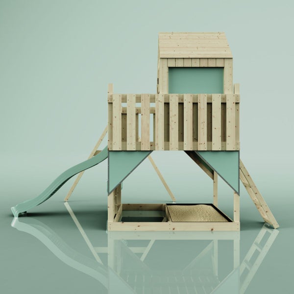 OutdoorToys Spielturm Madita aus Holz in Grün Babyschaukel
