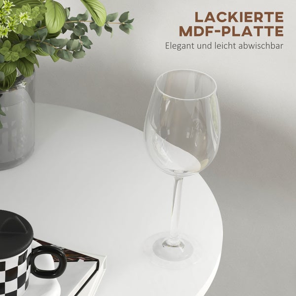 HOMCOM Bartisch Stehtisch Esstisch Runder Tresentisch, Küchentisch für Wohnzimmer, Esszimmer, Stahl, Weiß, Ø60 x 102 cm