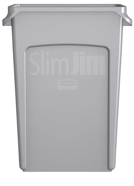 PROREGAL Rubbermaid Slim Jim Mülleimer Mit Belüftungskanälen 87 Liter HxBxT 76,2 x 28 x 56 cm Grau