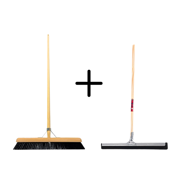 Kehrbesen und Abzieher Set mit Holzstiel