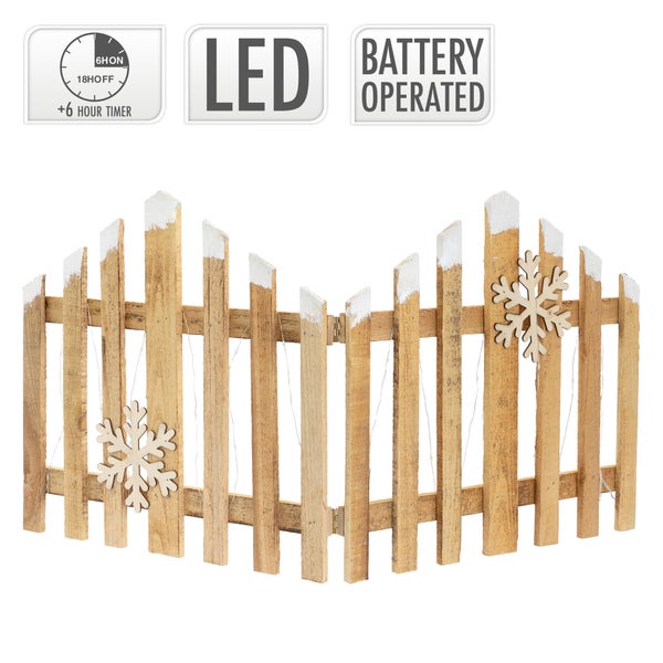 Dekorativer, batteriebetriebener LED-Weihnachtszaun mit 6-Stunden-Timer