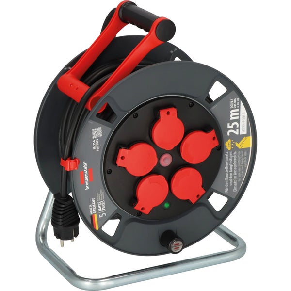 Brennstuhl Kabeltrommel mit 25 Meter Kabellänge und fünf Steckdosen