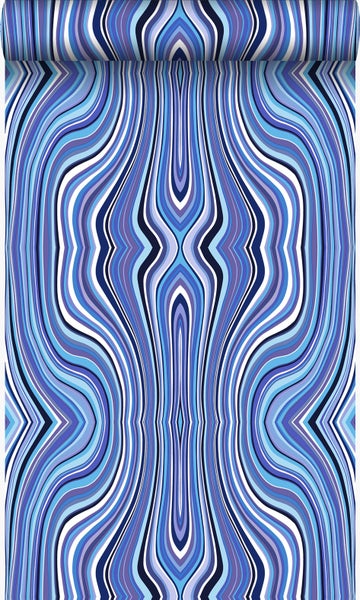 Origin Wallcoverings Tapete grafische Linien Blau und Türkis - 53 cm x 10,05 m - 347228