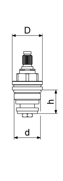 Technische Zeichnung eines Ventilteils mit den Maßangaben D, h und d.