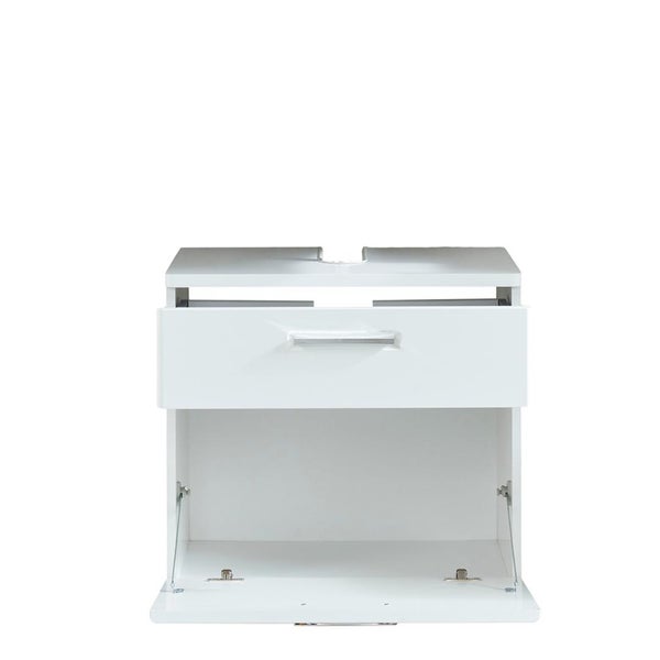 Waschbeckenunterschrank mit Schublade und geöffneter Tür
