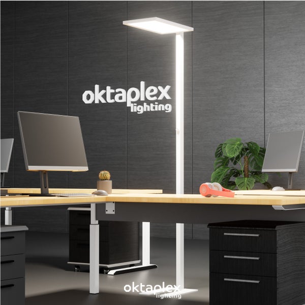 Malmö Büro Stehlampe 4000K dimmbar Aluminium 7500lm Tageslicht Deckenfluter 60W flexible Arbeitsplatzbeleuchtung für Büros