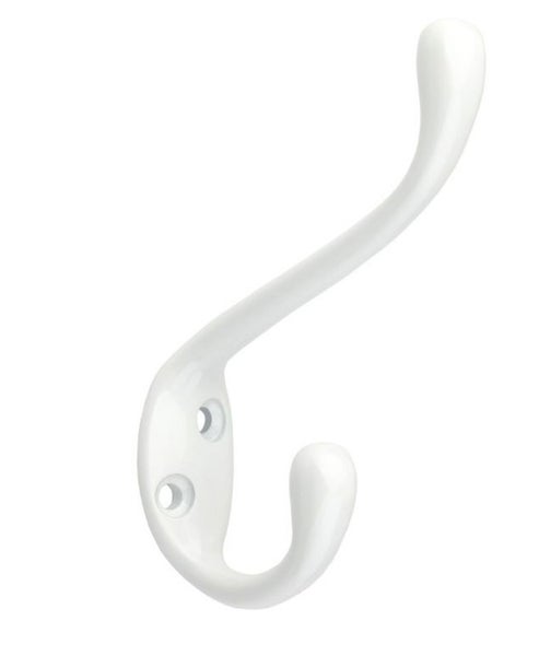 Einzelner, geschwungener Kleiderhaken mit zwei Befestigungslöchern