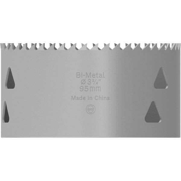 Bimetall Lochsäge mit einem Durchmesser von 95 Millimeter.