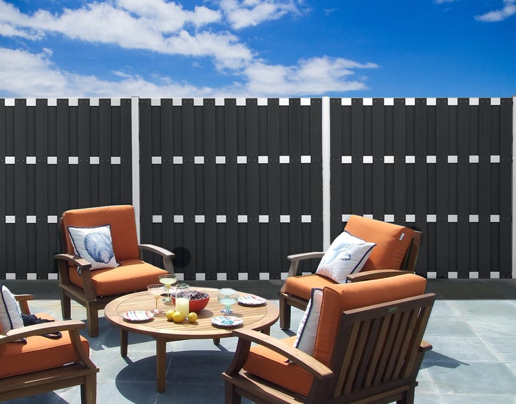 GartenLand WPC Bretterzaun Relax ca. 180 x 180 cm Anthrazit Aluminium Silber Ohne Pfosten