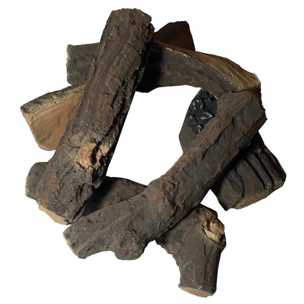 Keramische Holzscheite für Kamine, Dekoholz-Set mit Holzstruktur