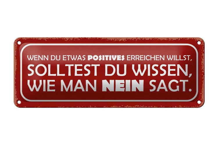 Blechschild Spruch 27x10cm sollst wissen wie man NEIN sagt Dekoration