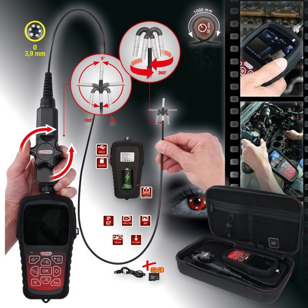 KS Tools Endoskopkamera mit Zubehör und technischen Details