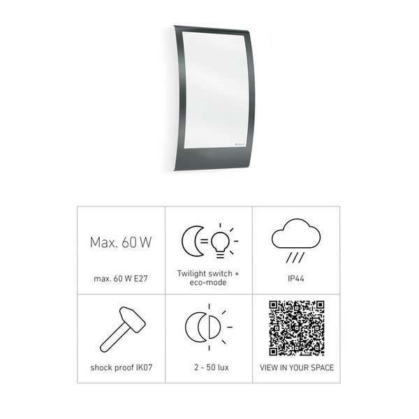 Technische Zeichnung einer Wandleuchte mit Maßangaben