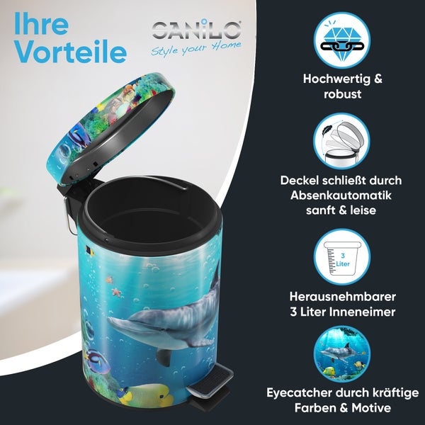 Sanilo Kosmetikeimer 3L mit Absenkautomatik Delphin Korallen