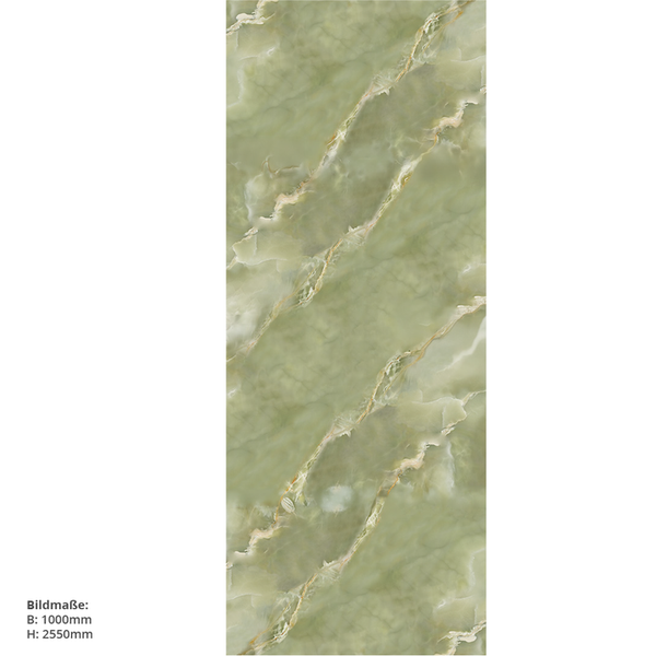 Marmoris Onyx Viridis, 100x255cm, fugenlose Wandpaneele aus Alu-Verbund 3mm, Duschrückwand