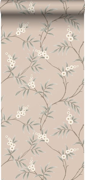 Borastapeter Tapete Blätter und Blumen Altrosa - 53 cm x 10.05 m - 662632