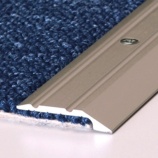 FLOORDIREKT Abschluss- und Höhenausgleichsprofil - aus Aluminium - Höhenausgleich bis 5 mm - Vorgebohrt - Edelstahl-matt - 100 cm