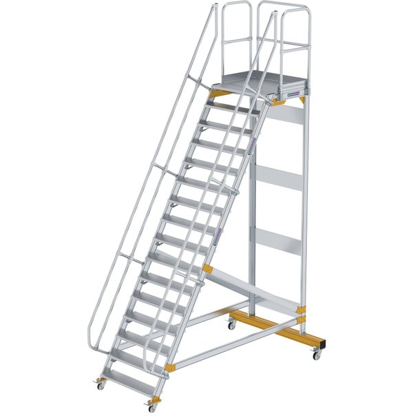 Günzburger Steigtechnik Plattformtreppe 60° fahrbar Stufenbreite 1 m 16 Stufen - 600756
