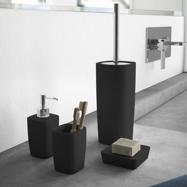 Schwarze Keramik - Toilettenbürstengarnitur | Calla