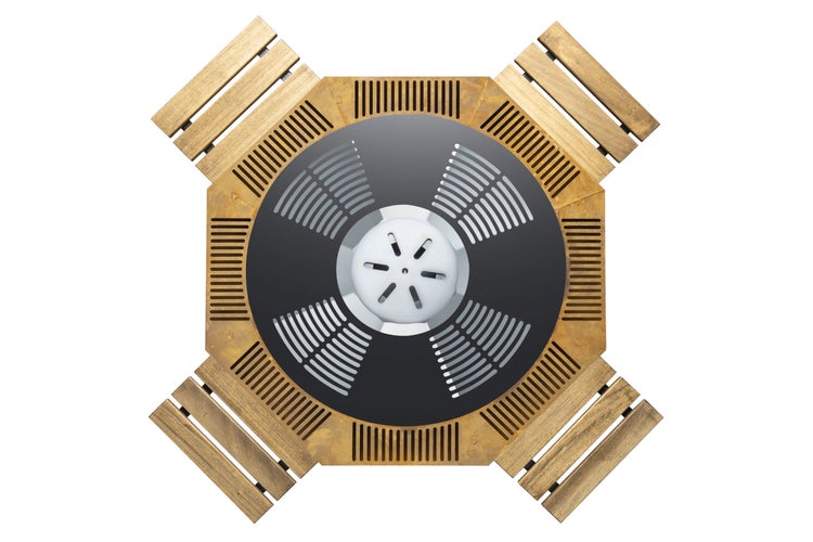 The Favilla WOX Feuerschale mit Grillring – Feuerkorb & Grillplatte aus Cortenstahl, 115 x 115 x 50 cm, 96 kg, inkl. Plancha (6 mm), Abdeckhaube, Beistelltisch & Grillschürze – fertig montiert