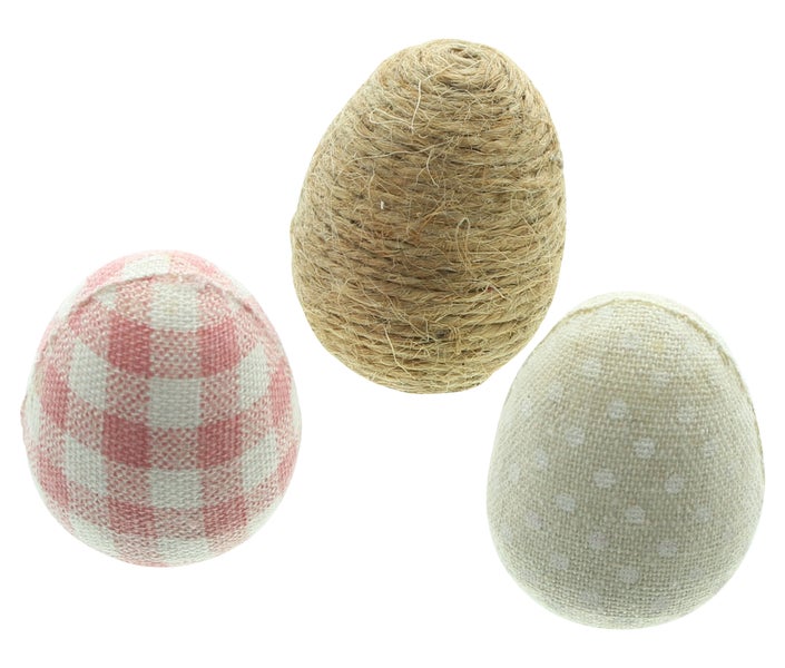FRANK FLECHTWAREN | Hänger Osterei, 12er Set, KUNSTSTOFF, JUTE, SISAL, 4,5 x 4,5 x 6 cm